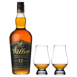 W.L. Weller Aged 12 Years Bourbon Whiskey & Glencairn Whiskey Glass Set